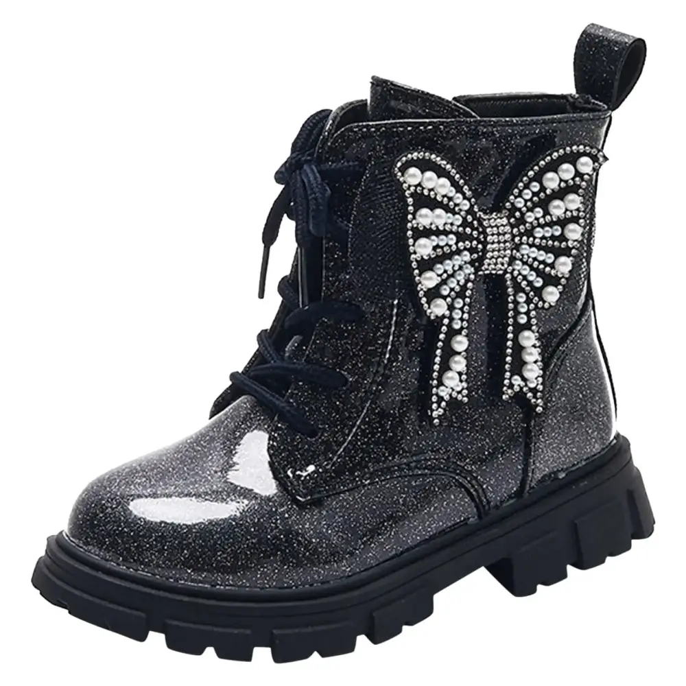 Vedolay Back To School Girls Hiking Ankle Boots Side Zipper Dress Booties Elastic Low Heel Fall Short Boots for Toddler/Little/Big Kid (Black.10.5)