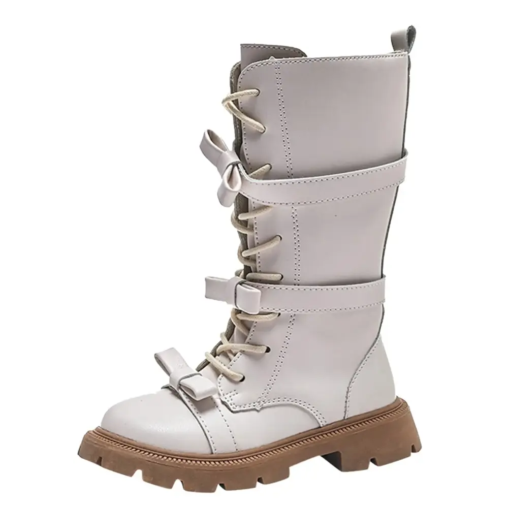 Huesdet Boys Girls Glitter Ankle Boots Lace Up Waterproof Shoes With Side Zipper for Toddler/Little Kid/Big Kid(White.11.5-12 Years)