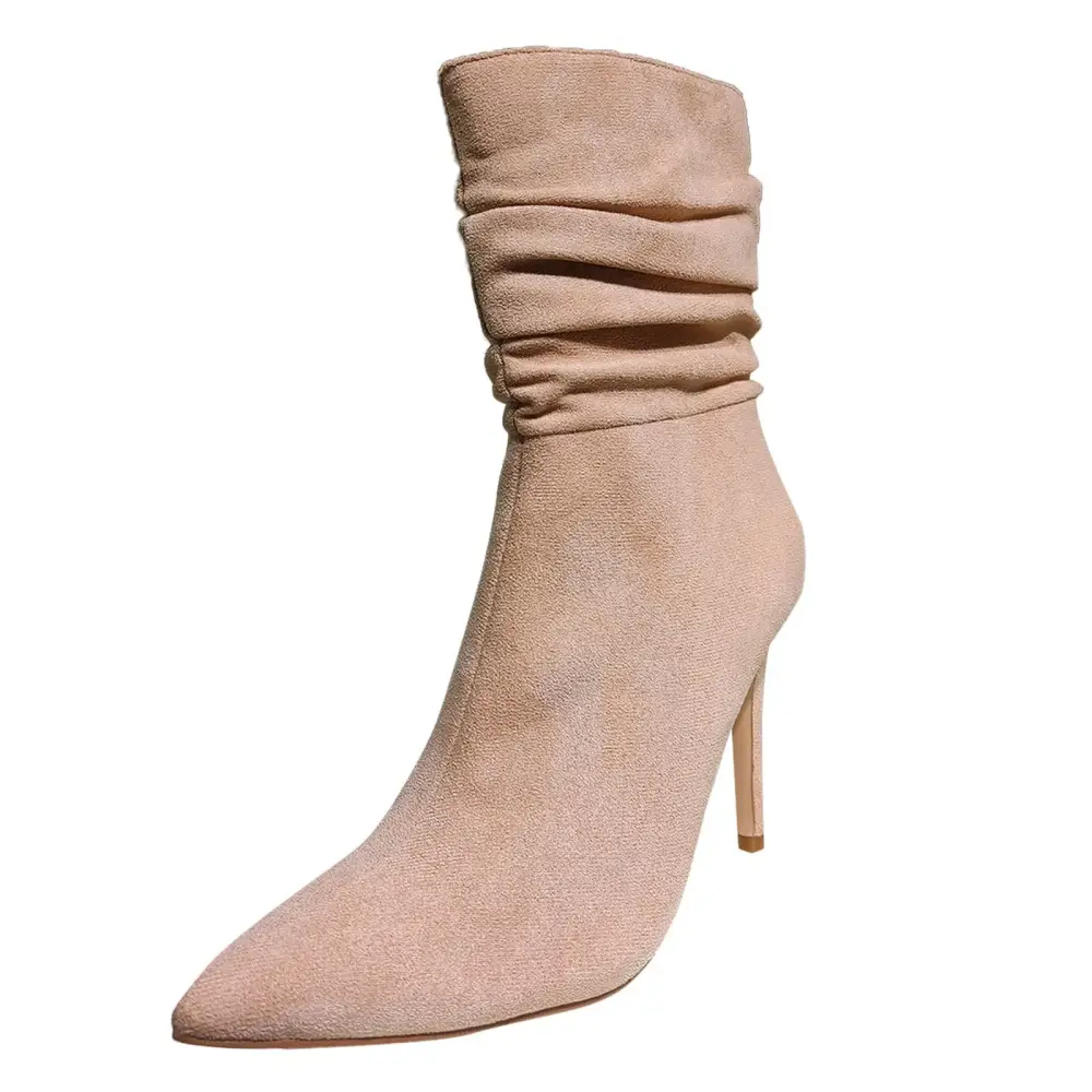 Bmisegm Women Ladies Boot Casual Shoes Fashion Stiletto Ankle Boots Motorcycle Boots Mid Boots Shoes Boots for Women Khaki 9