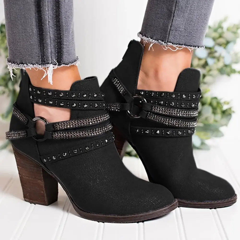 GUGUbb Women's Warm Boots Short Boots Short Boots Heel High Boots.Black