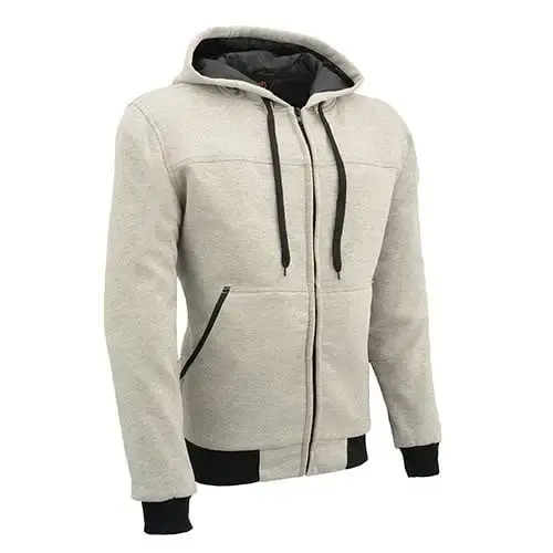 Milwaukee Leather MPM1788 Men's Silver CE Approved Armored Riding Hoodie Sweater with Aramid by DuPont Fibers 2X-Large