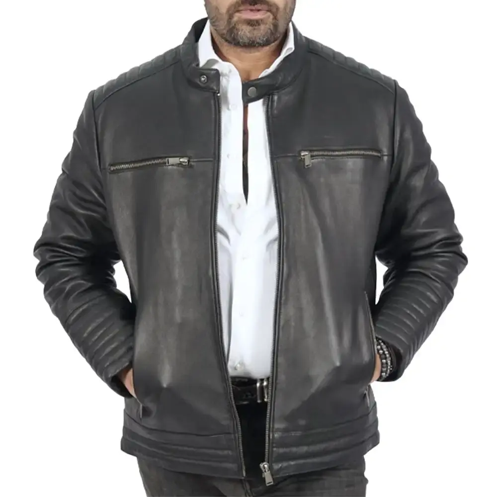 Boston Harbour Dave Biker Sheepskin Leather Jackets for Men. Sizes S-3XL