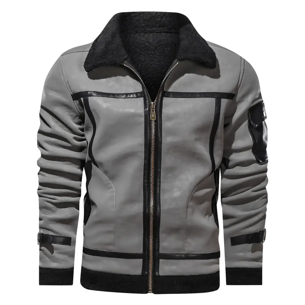 Mens Fleece Jackets Leather Biker Jacket Men Plus Size Jackets Vintage Jackets for Men Men's Winter Vintage Turn-Down Collar Solid Imitation Leather Coat Top