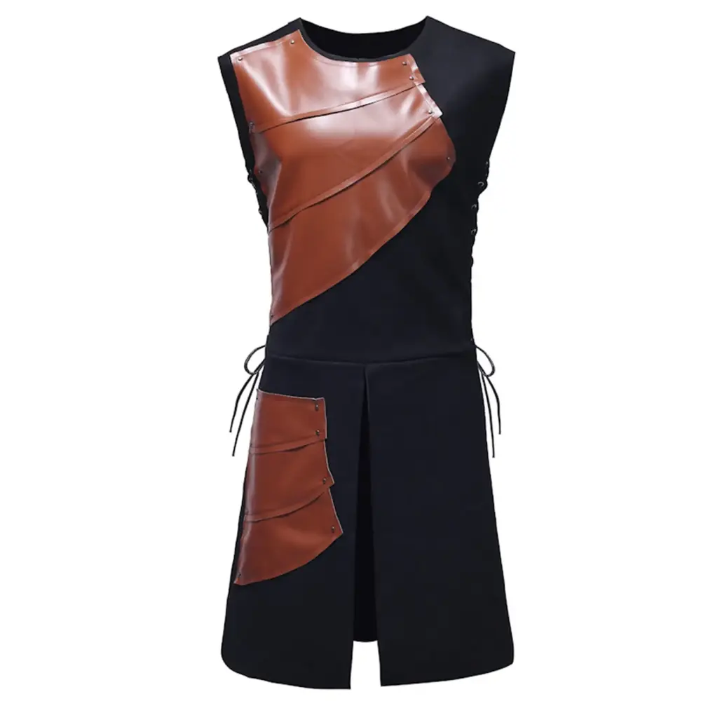 Leather Jacket Men Men's Coats Discount Casual Round Neck Sleeveless Pullover Color Sweatshirts Blouse Chrismas Gifts Brown M-3XL