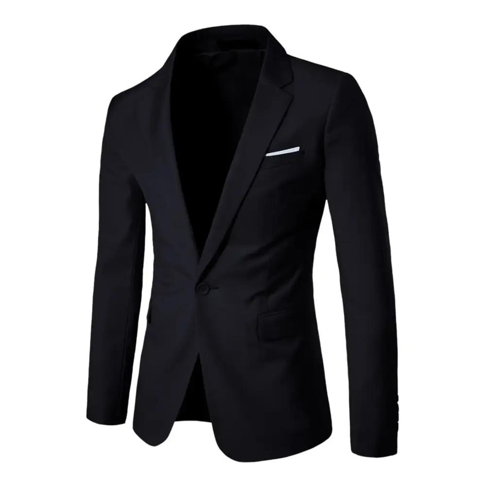 JAWAFANGE Blazer for Men Formal Suit One Button Slim Jacket Solid Color Polyester Business Daily Birthday Gifts for Men Promotion Clearance