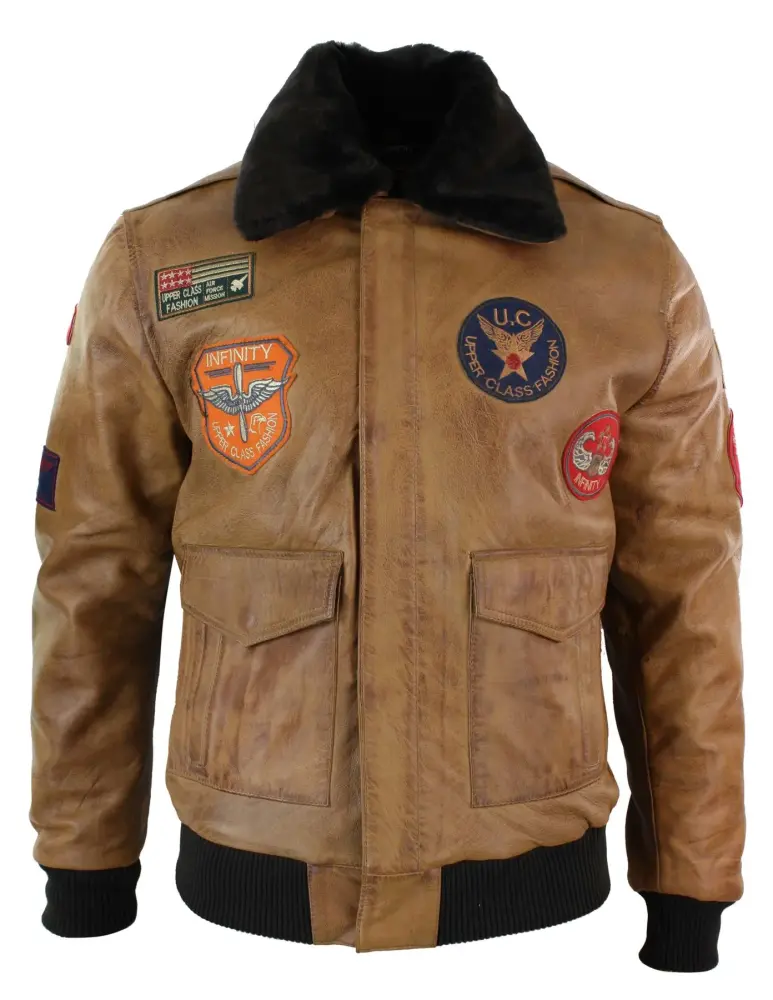 Infinity Men's Air Force Pilot Brown Bomber Jacket - MGW-11068