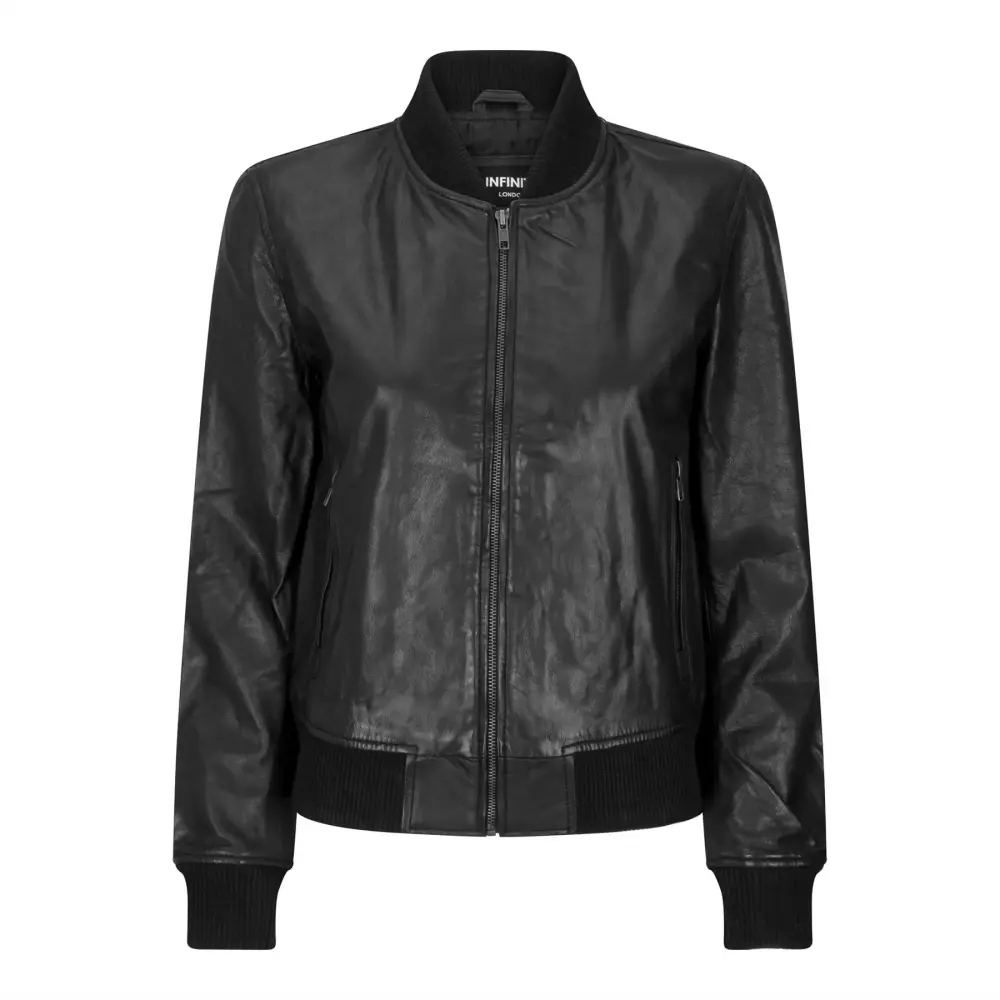 Infinity Varsity Women Leather Bomber Jacket Casual Vintage