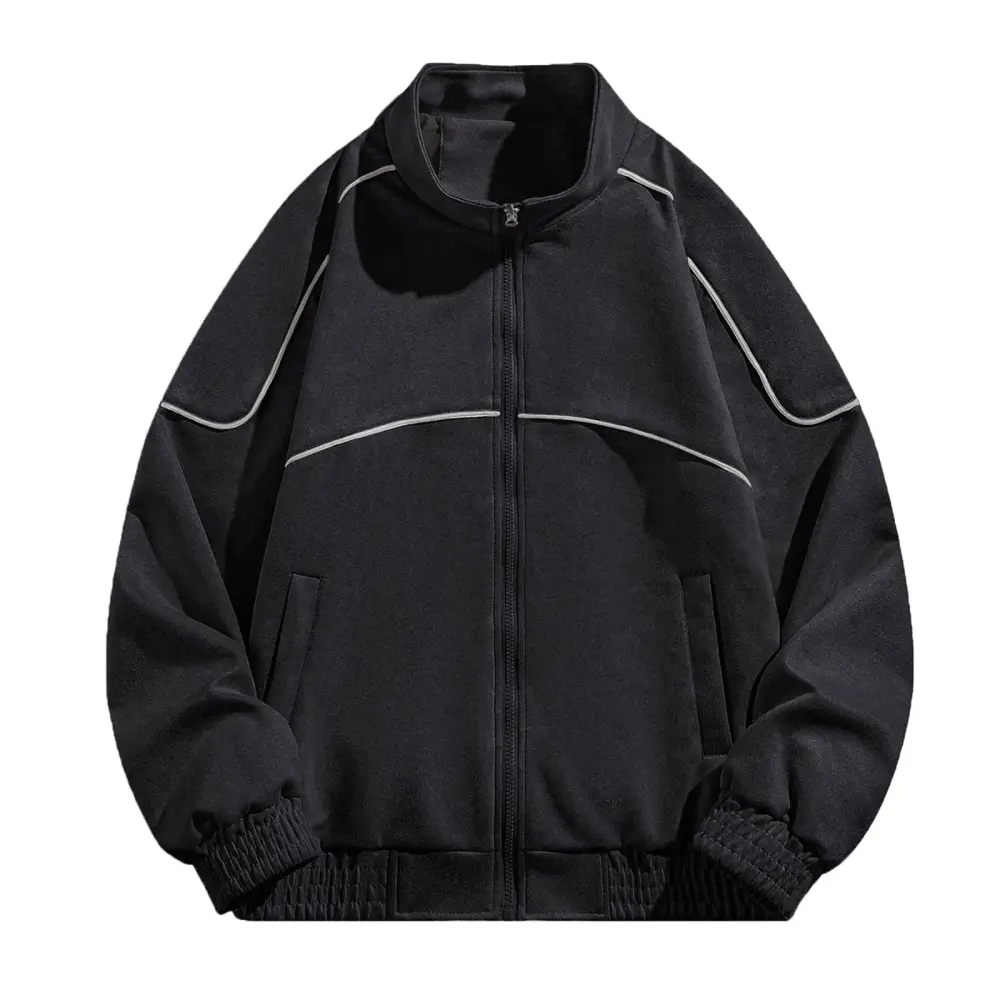 Bomber Jacket for Men Zip Up Fleece Jacket Men's Casual Jacket Men's Fashion Clothing with Tight Cuffs Long Sleeve Zipper Stand Collar Pockets Jacket Coat