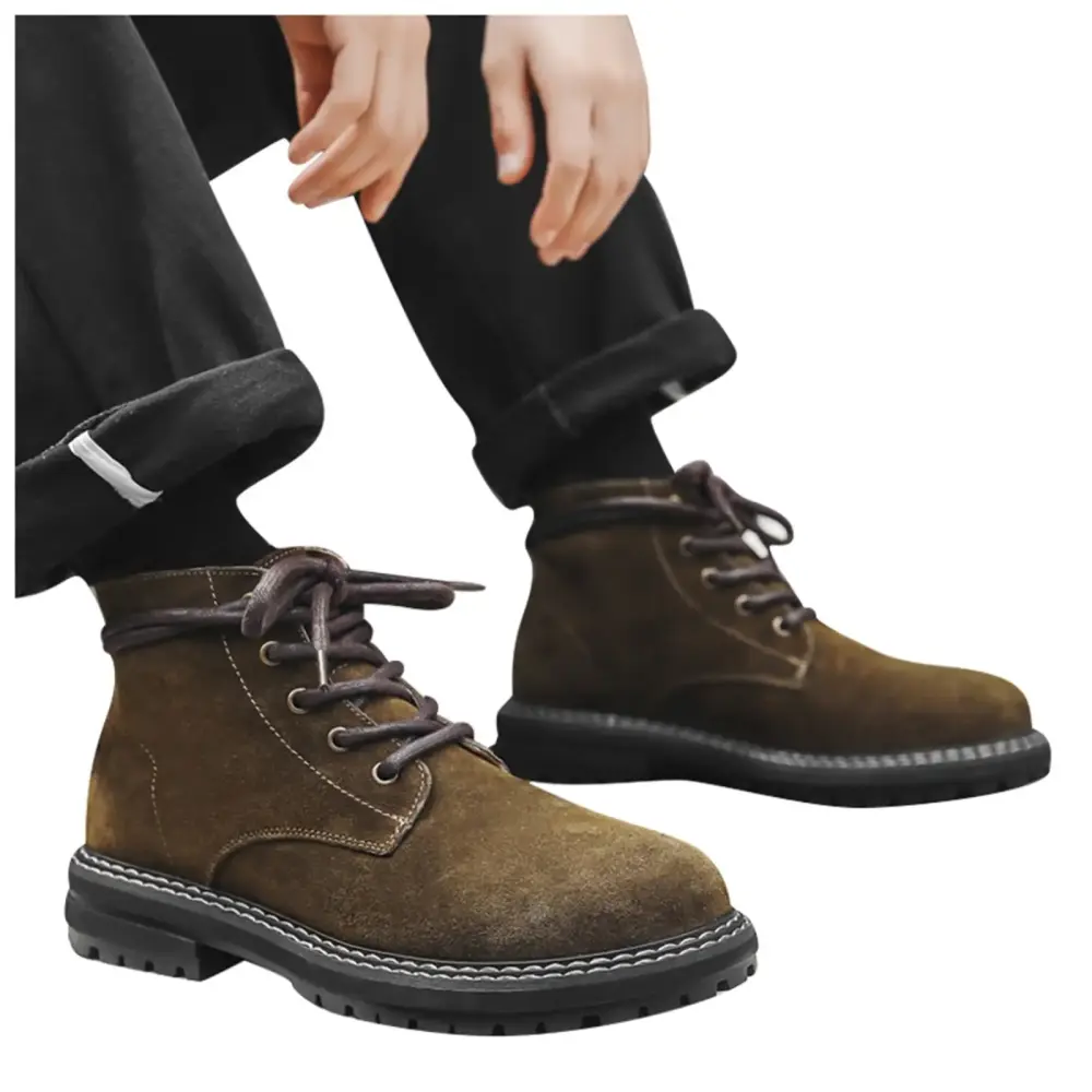 Versatile Men's Classic Durable Work Motorcycle Footwear Fashionable Round Toe Boots
