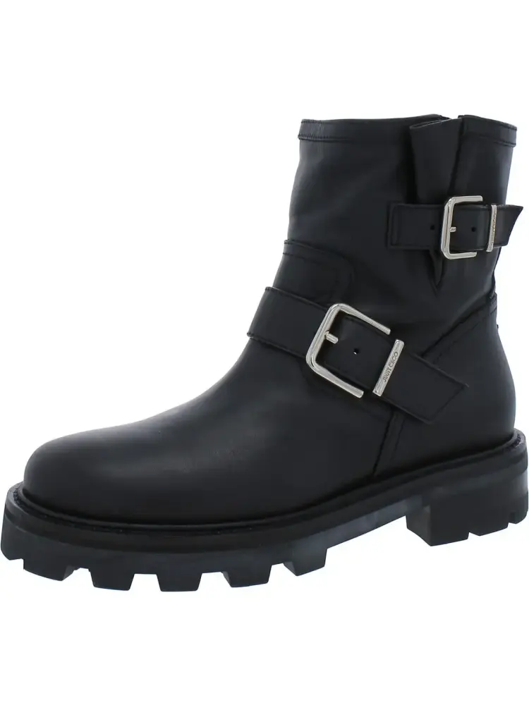 Jimmy Choo Womens Youth II Leather Pull On Motorcycle Boots