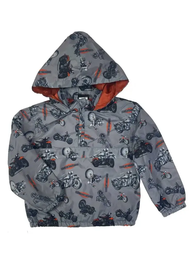 Harley-Davidson Little Boys' 1/4-Zip Motorcycle Printed Hooded Windbreaker (6/7). Harley Davidson