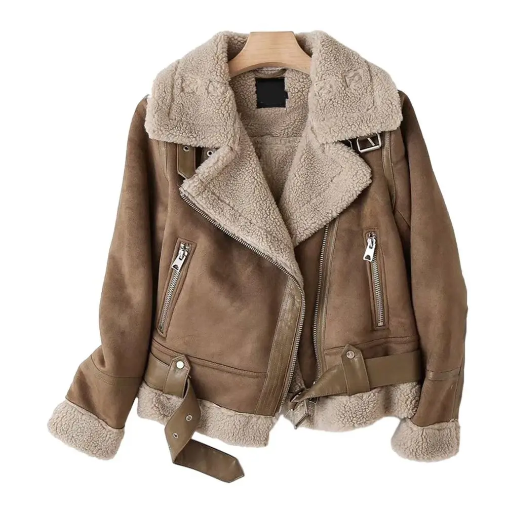 Women Winter Vintage Integrated Jacket Lapel Long Sleeves Female Outwear Top