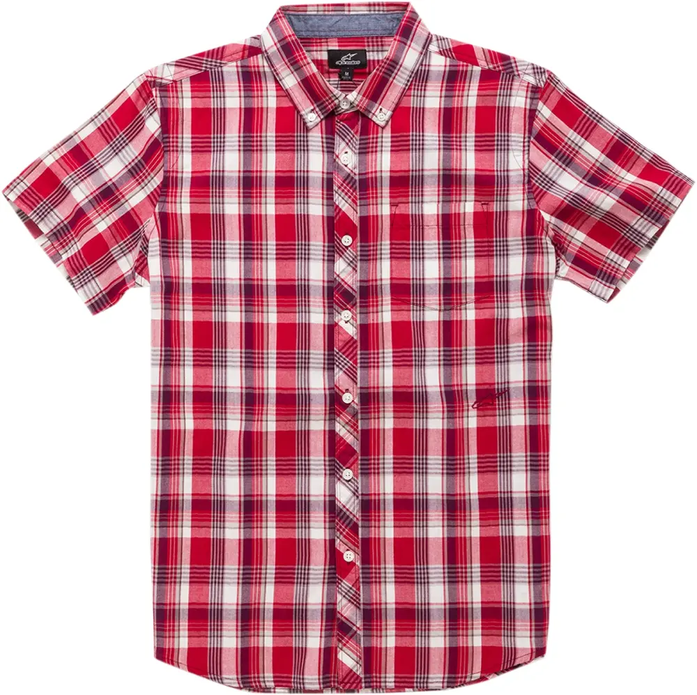 Alpinestars Variance Mens Short Sleeve Plaid Woven Shirt Red