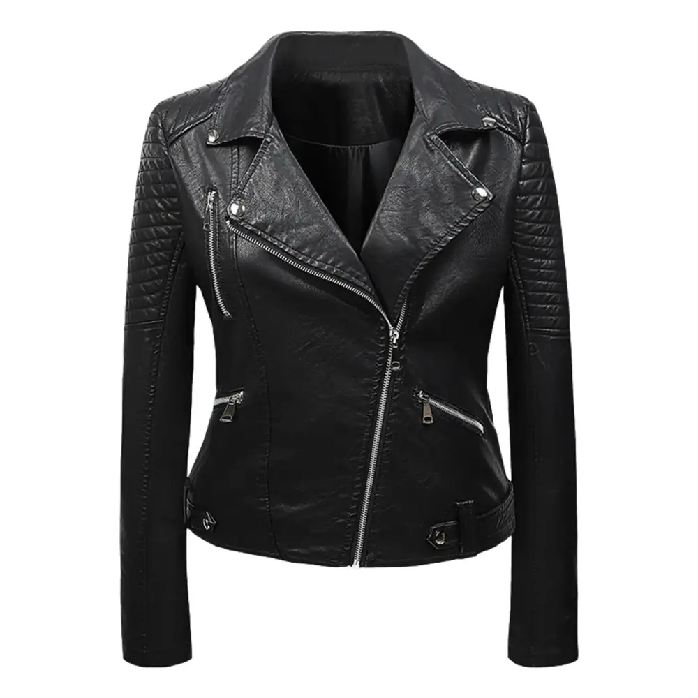 Womens Solid Color Short Casual Tops for Women Fall Suit Pockets Womens Jacket Business Casual Motorcycle Jacket