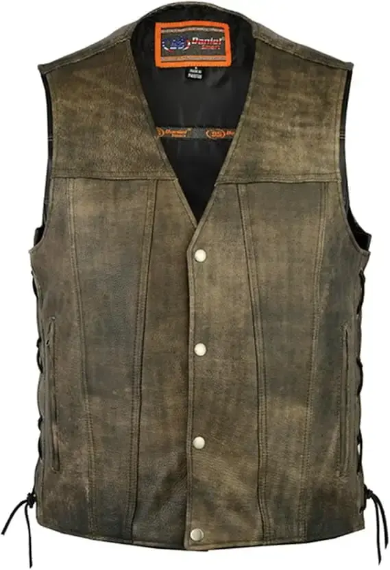 Men's Antique Brown Single Back Panel Vest - MGW-11687