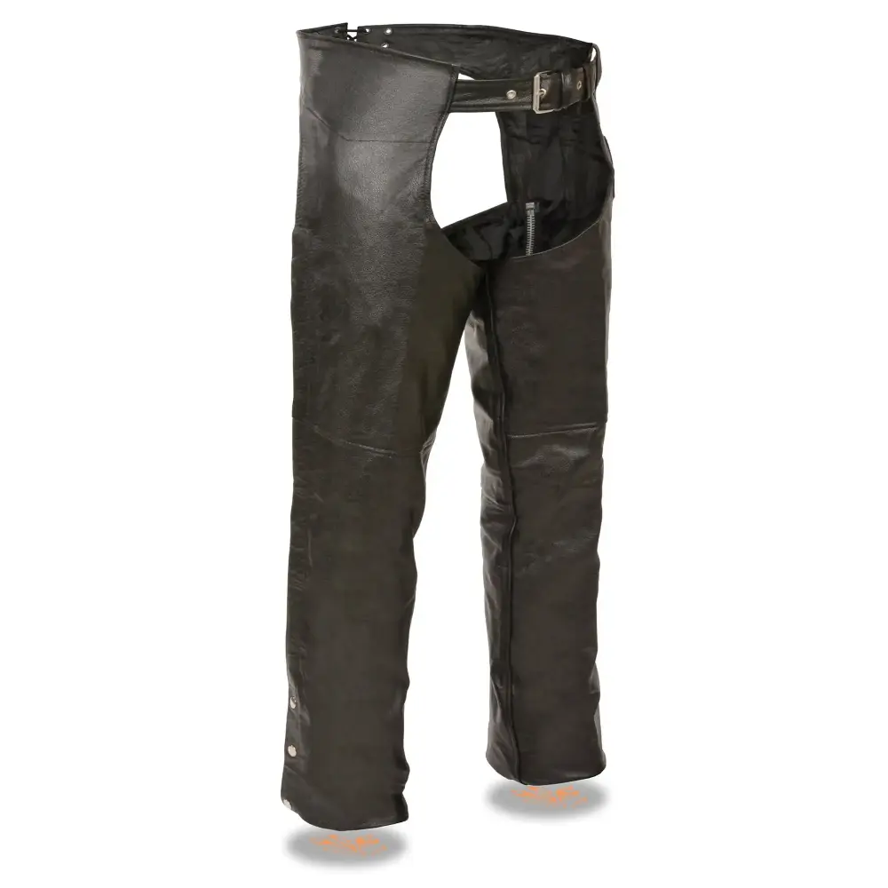 Event Biker EL1117BO Black Real Premium Leather Motorcycle Chaps for Men - Premium Leather Riding Chaps 2X-Large