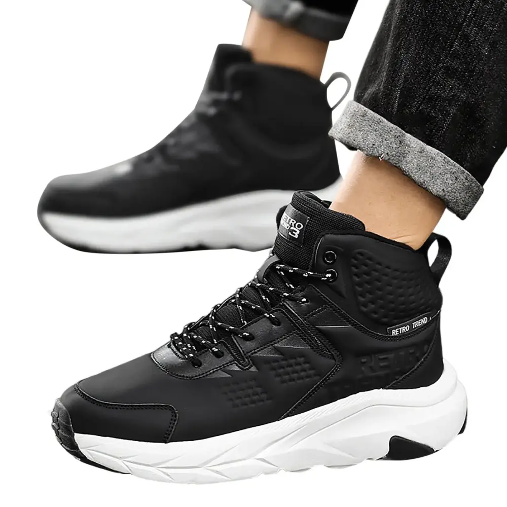 B91xZ Winter Shoes Chukka Leather Closed Toe Ankle Fashion Boots.Black 8