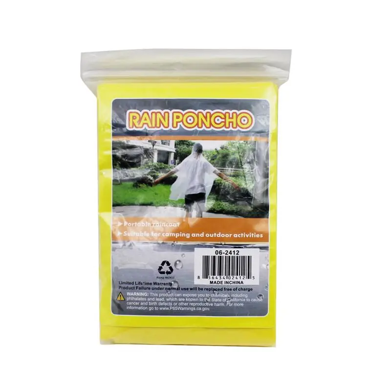 IIT Yellow Polyethylene Rain Poncho One Size Fits All Pack of 36 Disposable