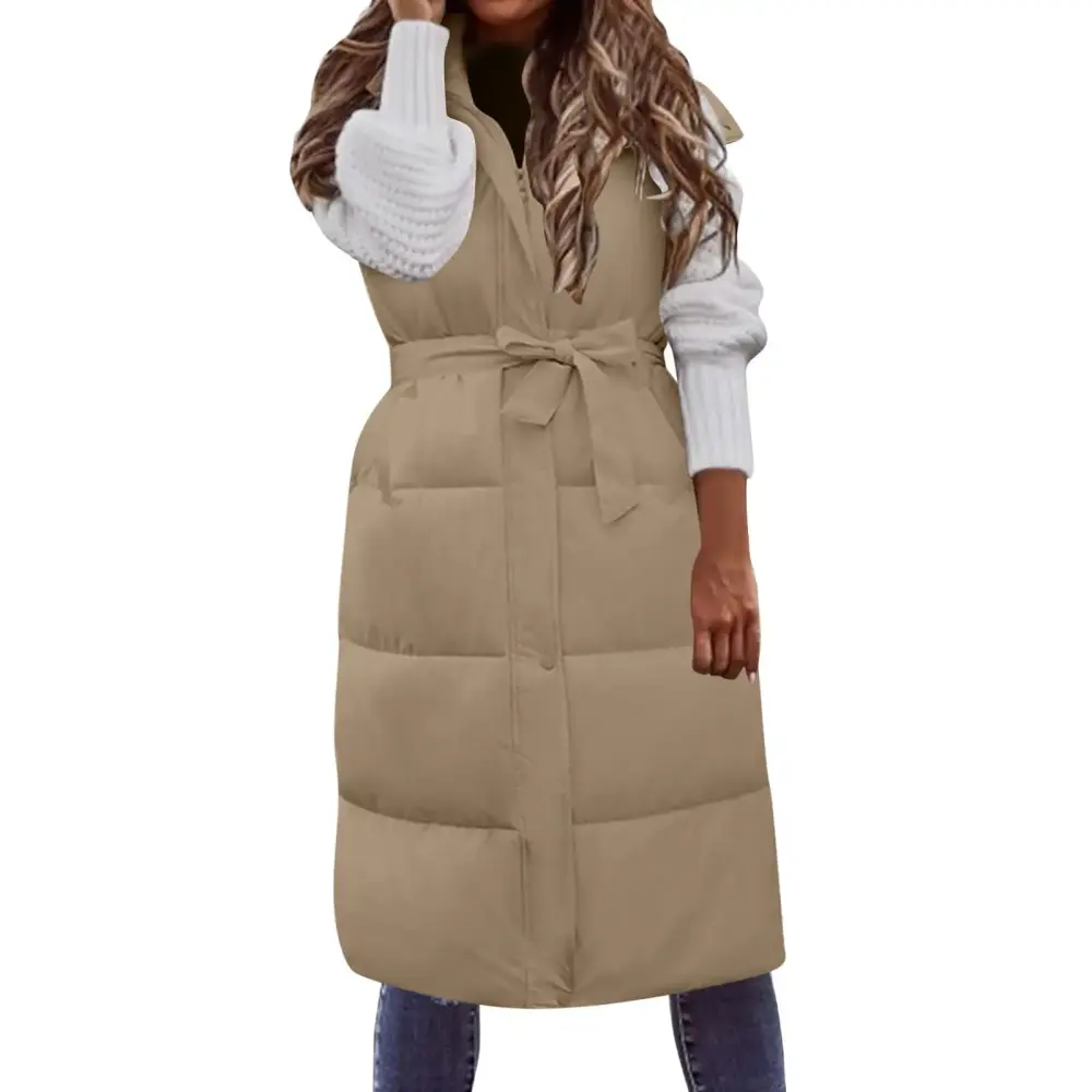 Oversized Down Vests Women's Junior Quilted Vest Outdoor Coats Hooded Long Jacket for Dress Puffy Vests Winter Coats Sleeveless Blazers for Women Sleeveless insulated Jackets