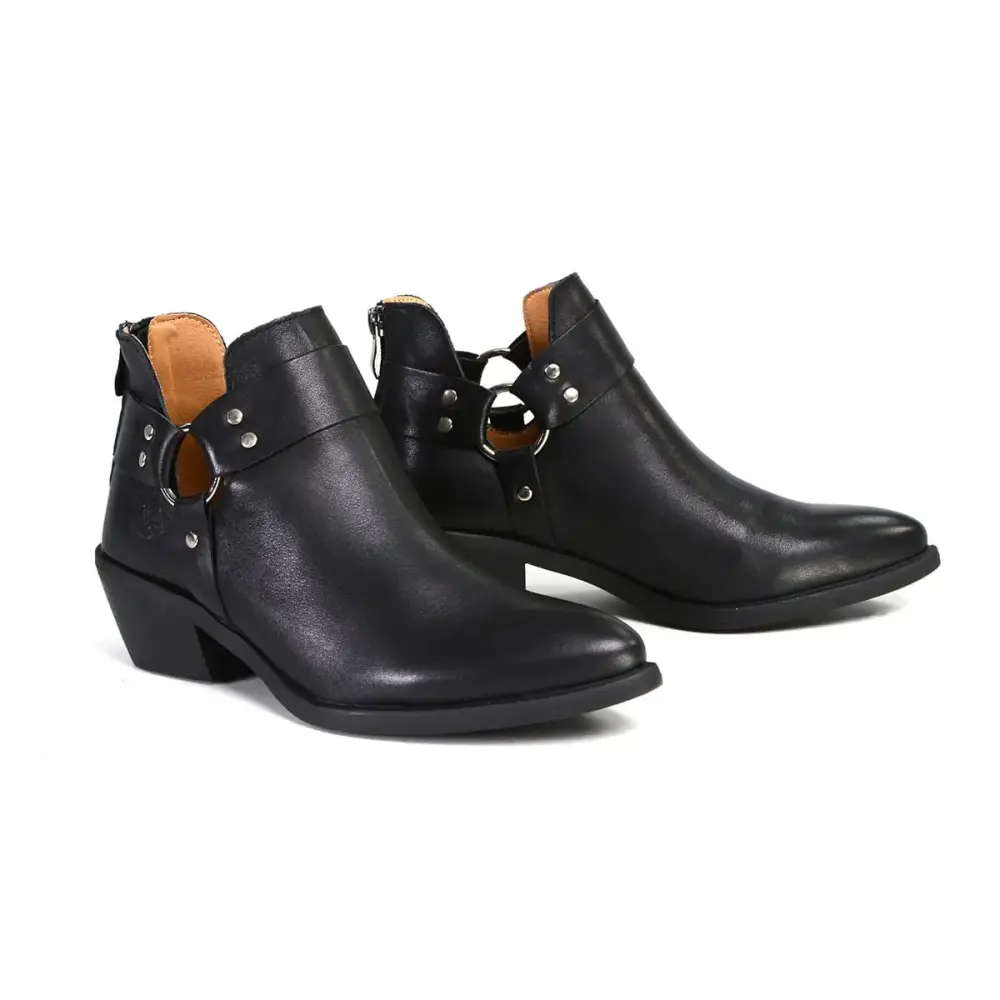 Milwaukee Leather MBL9443 Women's 'Sleek' Premium Black Leather Classic Harness Ring Fashion Shoes 6