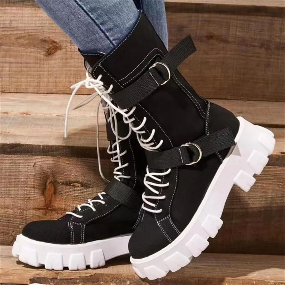 GUGUbb Women's Warm Boots Heeled Tube Boots Tall Boots.Black