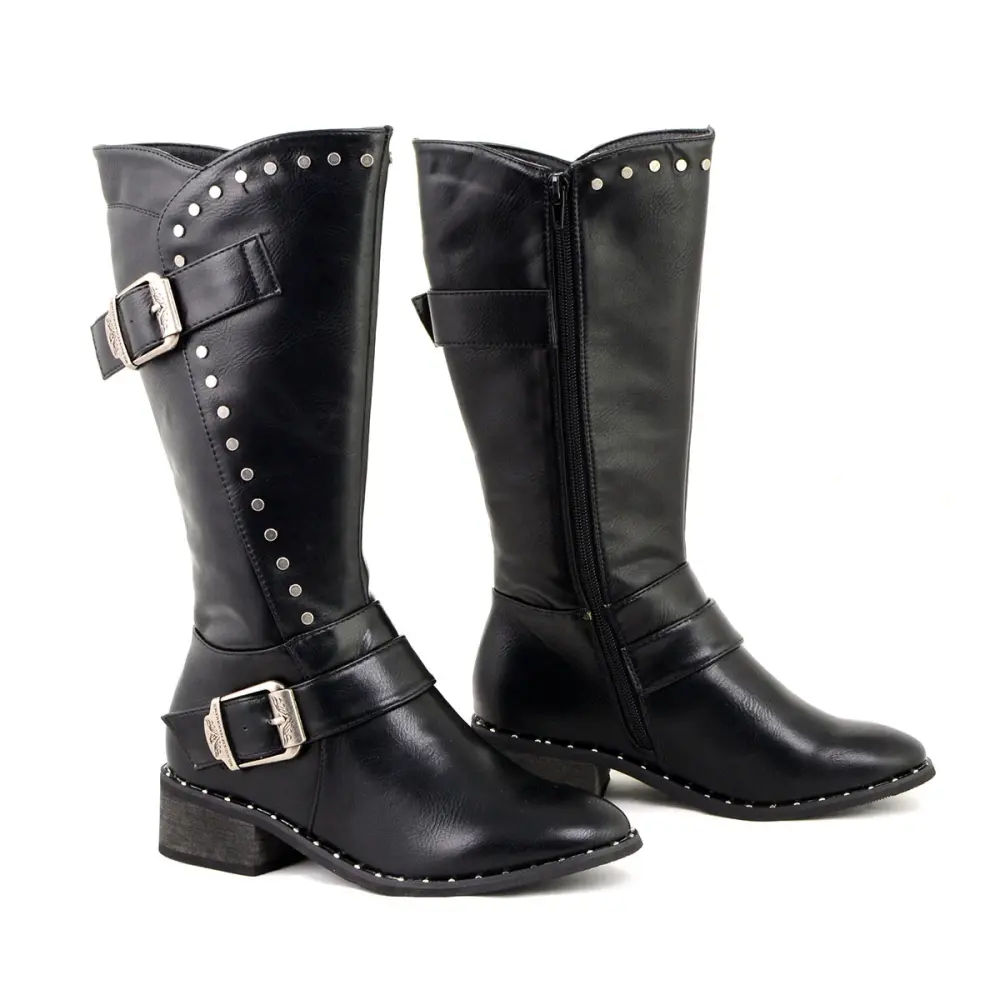 Milwaukee Leather MBL9423 Women's Black Studded Fashion Casual Boots with Studded Outsole 6