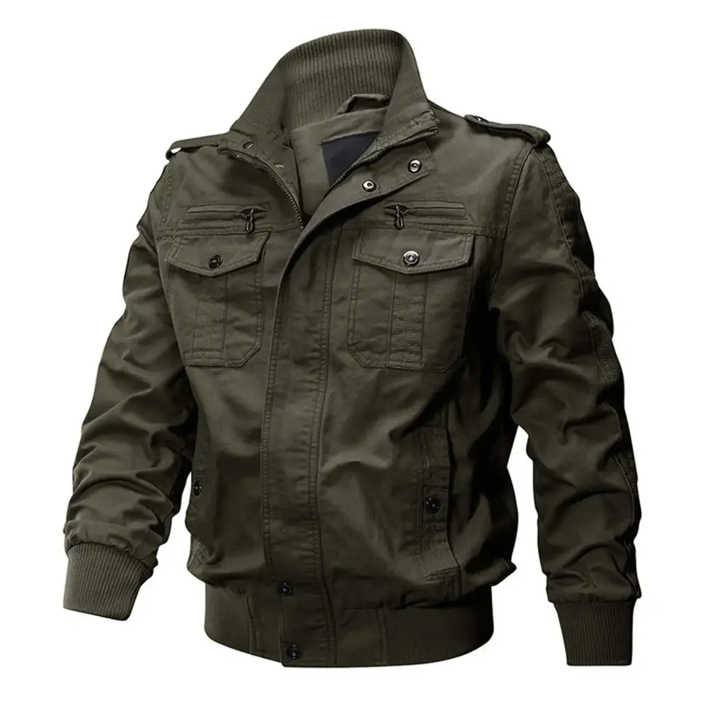 Tawop Jackets for Men Motorcycle Jacket Fashion Long Sleeve Button Solid Standing Collar Men Jackets On Clearance L Green