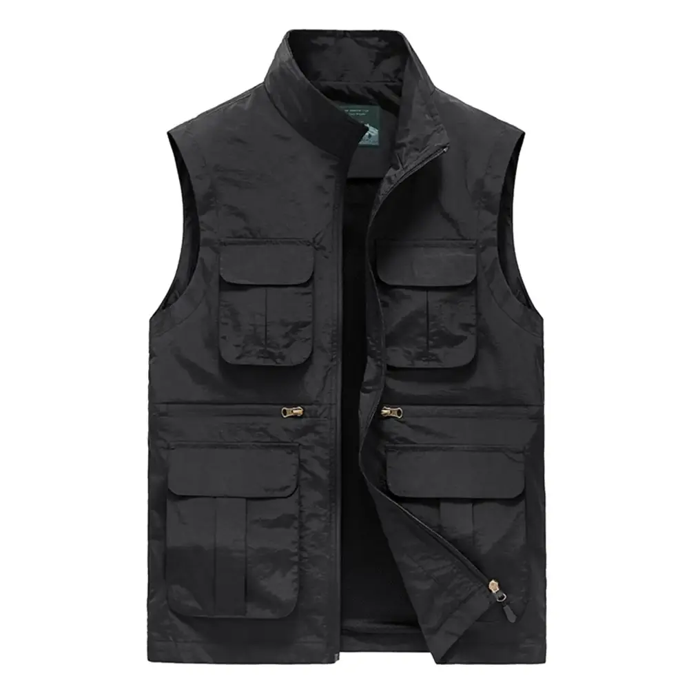 Fishing Vest Running Vest Warm Chaqueta Para Hombre Running Vest for Men Security Vest VestMens All Seasons Fashion Casual Multi Pocket Quick Drying Fishing VestBlackM