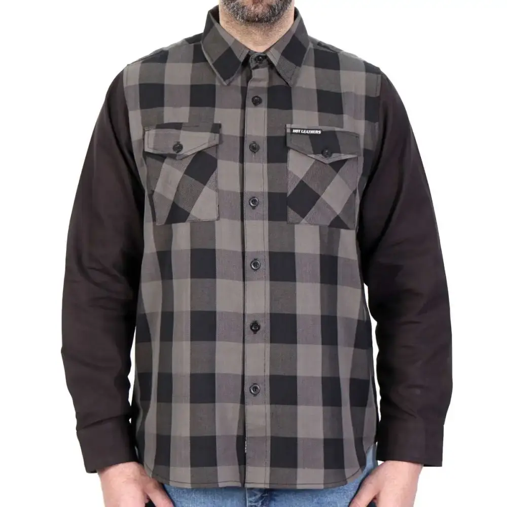 Hot Leathers FLM2042 Men's Black And Gray 2 Toned Long Sleeve Flannel Shirt Large