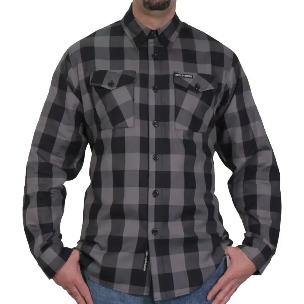 Hot Leathers FLM2001 Men's Black and Gray Long Sleeve Flannel Shirt 5X-Large