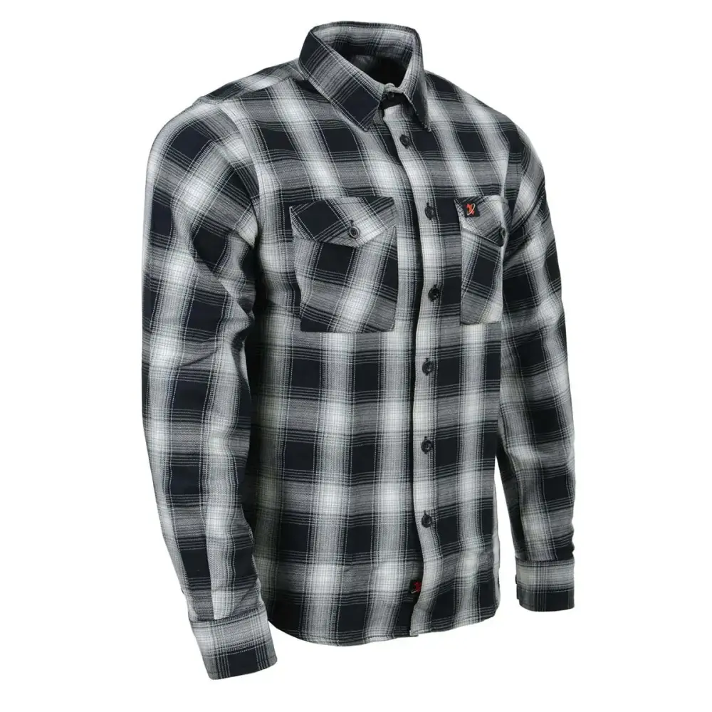 Milwaukee Leather MNG11654 Men's Black and White Long Sleeve Cotton Flannel Shirt 2X-Large