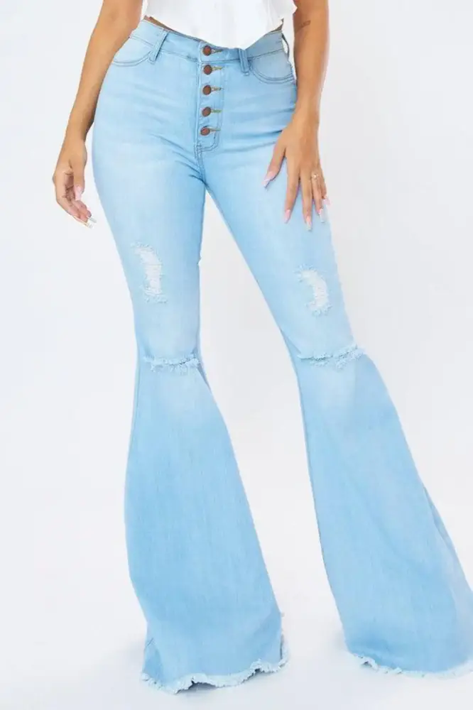Distressed Flare Jeans light Stone - MGW-23038