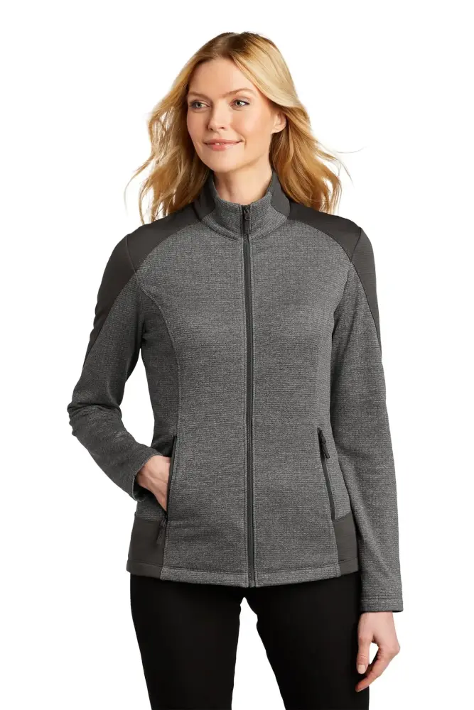 Port Authority Adult Female Women Grid Fleece Jacket Gy Smk H/Gy Sm X-Small