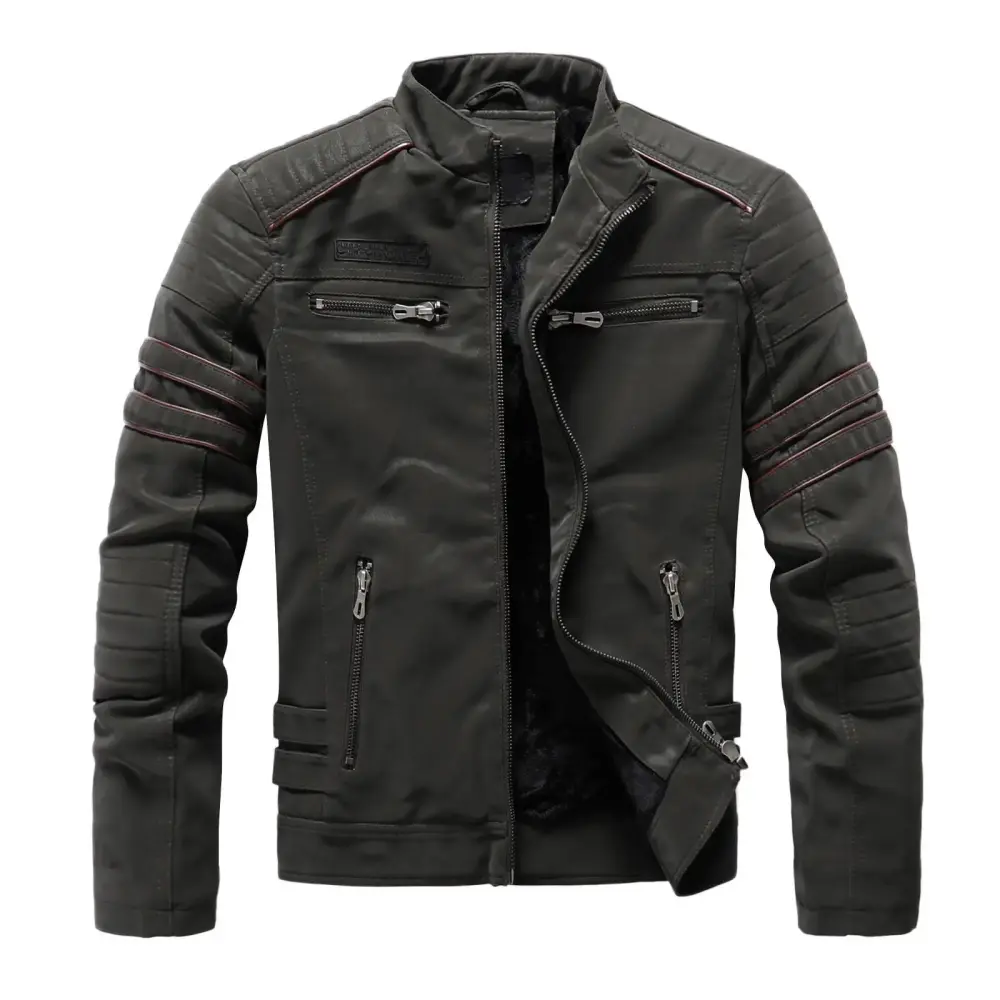 Doralu Men's Fleece Jackets & Coats Zip Up Jacket Men Jacket Motorcycle Black M