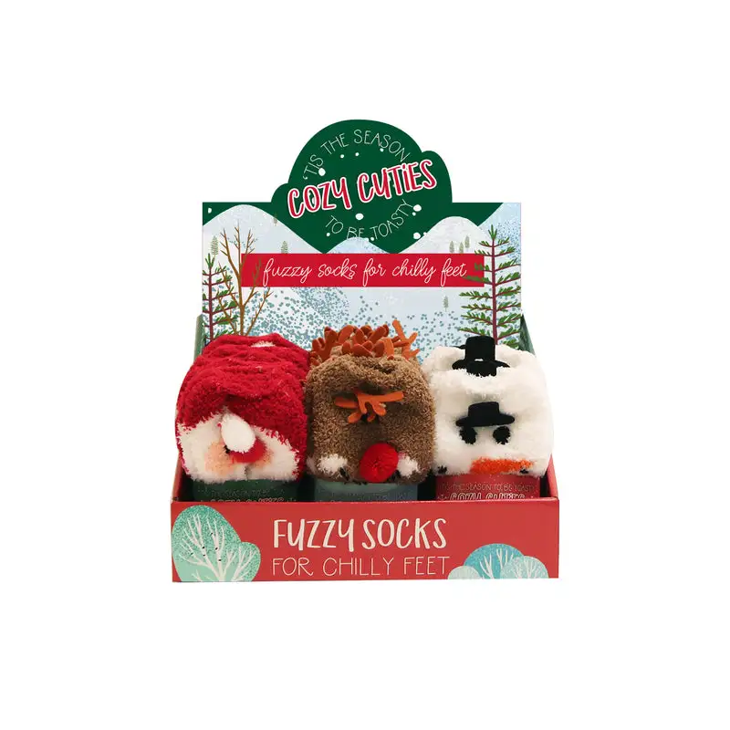 Cozy Cuties Polyester Winter Christmas Fuzzy Socks Pack of 24 for Indoor and Outdoor