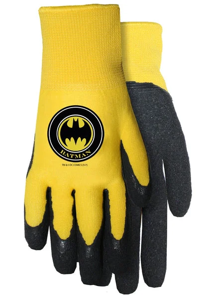 Midwest Quality Gloves SFB100T Batman Black and Yellow Gripping Gloves for Kids