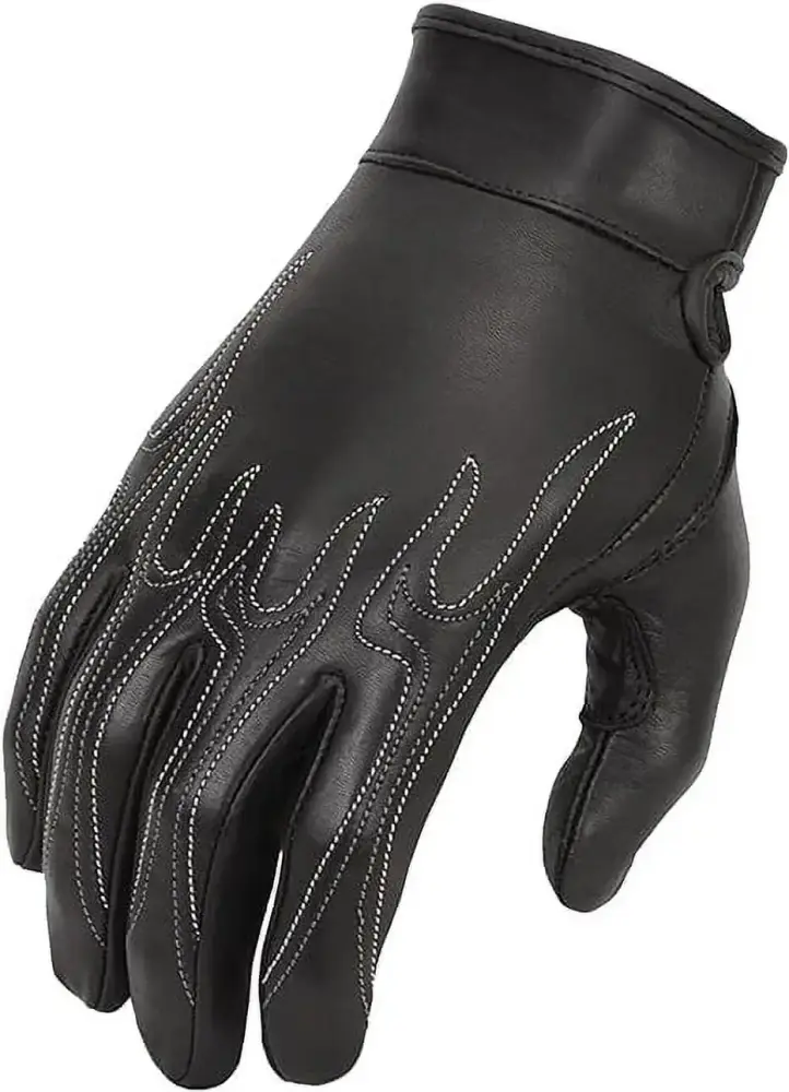First Mfg Co - Inferno - Women's Motorcycle Biker Riding Black Leather Gloves - Small - Gel Padding
