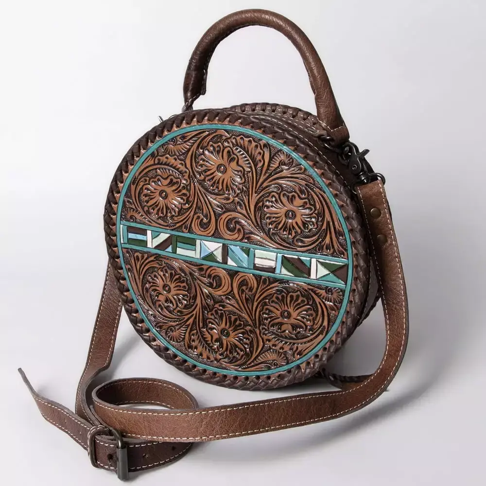 AD American Darling ADBG1025 Canteen Hand Tooled Genuine Leather Women Bag Western Handbag Purse