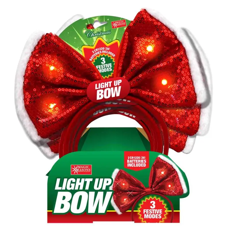 Magic Seasons Christmas Bow Sequence Headband 1 pc Pack of 12 Holiday Hair Accessories