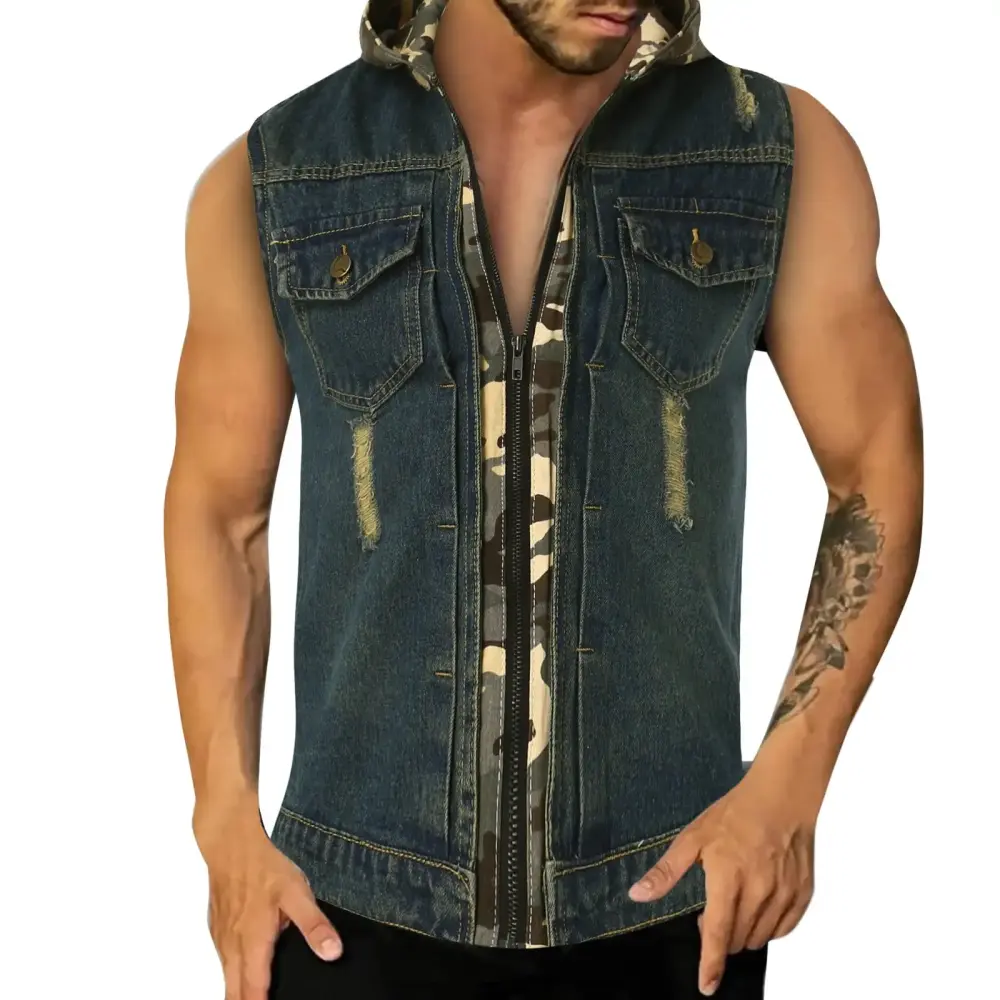Mens Four Seasons All Wool Coat Slim Ripped Winter Work Coat Camo Hooded Denim 5t Winter Cost Vest Clip Mens Mid Weight Jackets Mens Jacket
