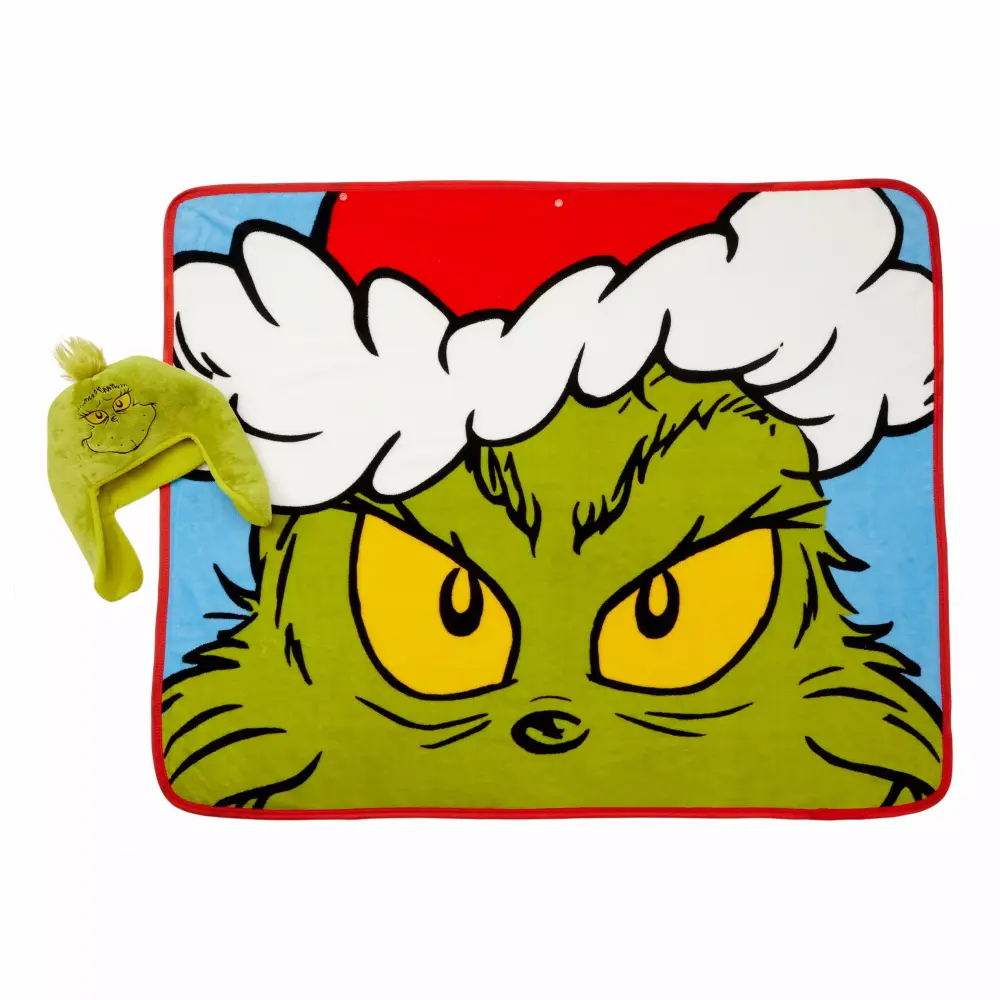 Grinch Cozy Hat and Throw Hoodiwink Set for Christmas