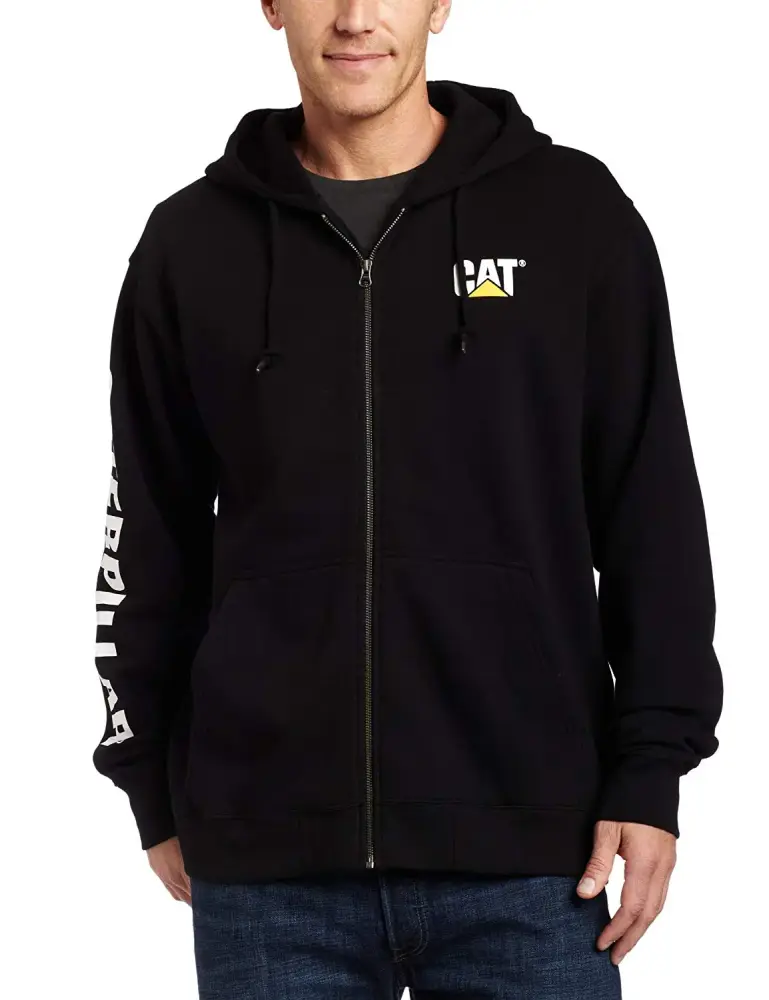 CAT W10840-016-L Full Zip Hooded Sweatshirt Black Large Workwear