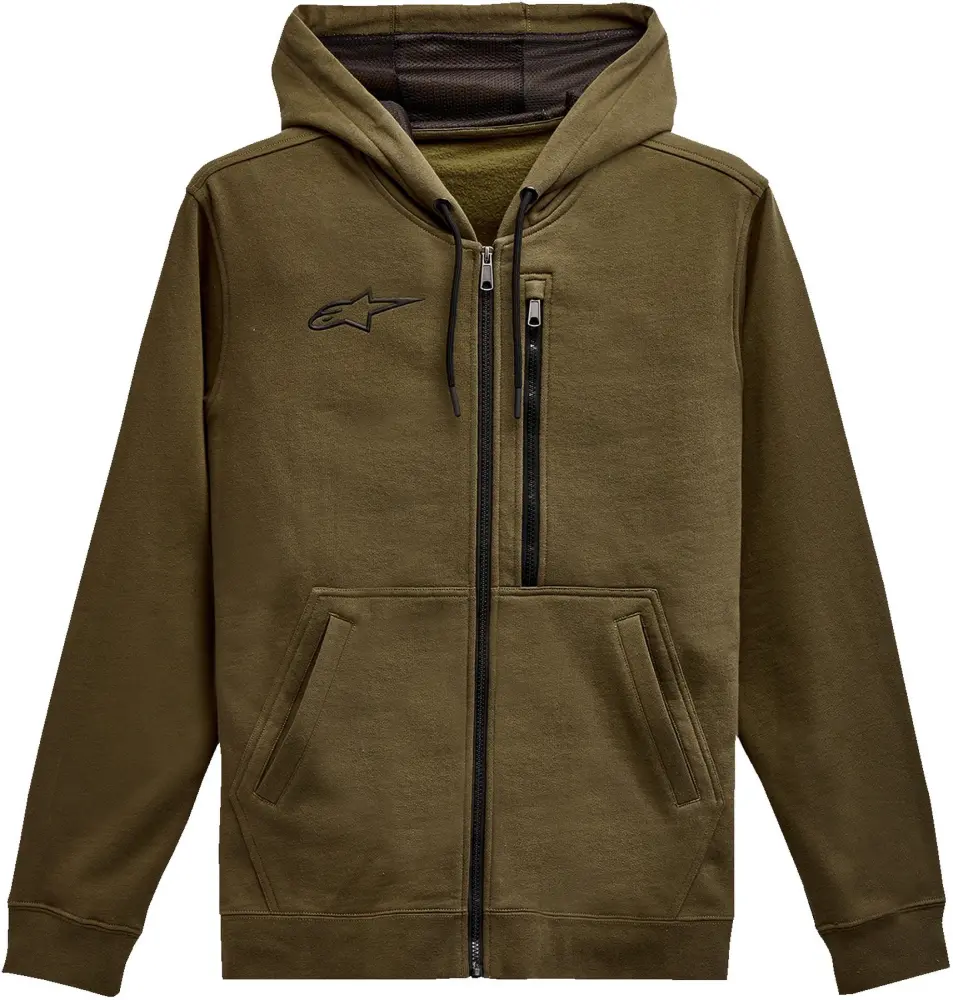 Alpinestars Asymmetrical Mens Zip Up Hoody Military LG - MGW-17010