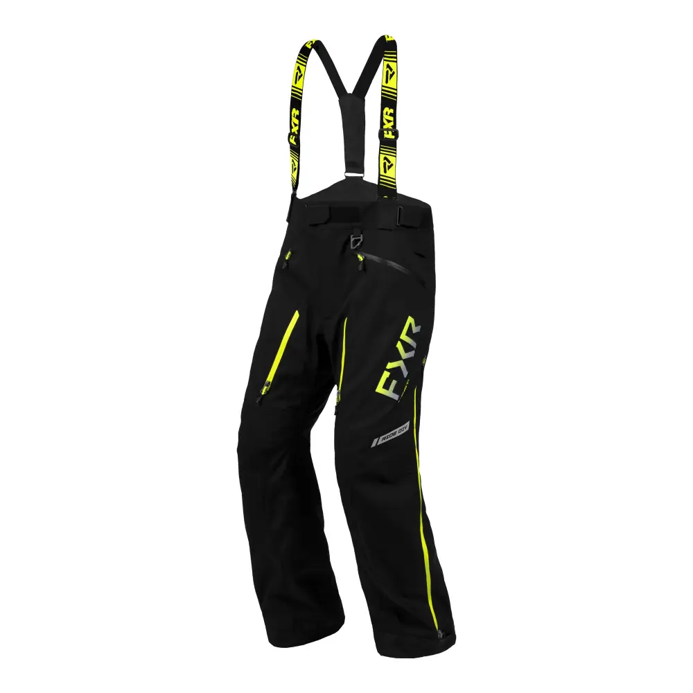 FXR Mens Helium X Snowmobile Pants Insulated Waterproof Black Hi Vis Snow Bibs - Medium 230108-1065-10
