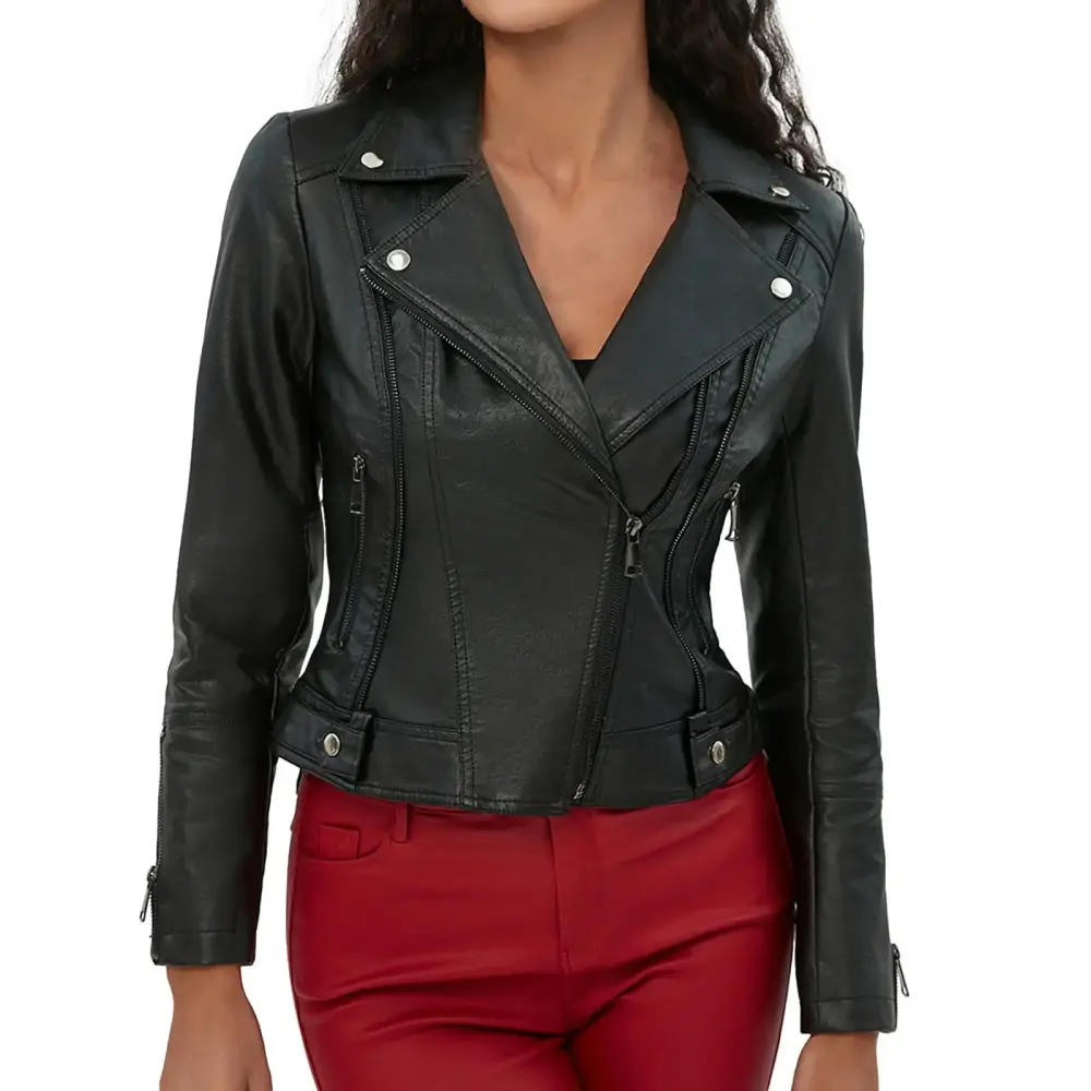 2023 Fashion Brown Leather Jackets For Woman Motorcycle Jacket Black Moto Jacket Faue Leather Blazer Causal Jacket Coat