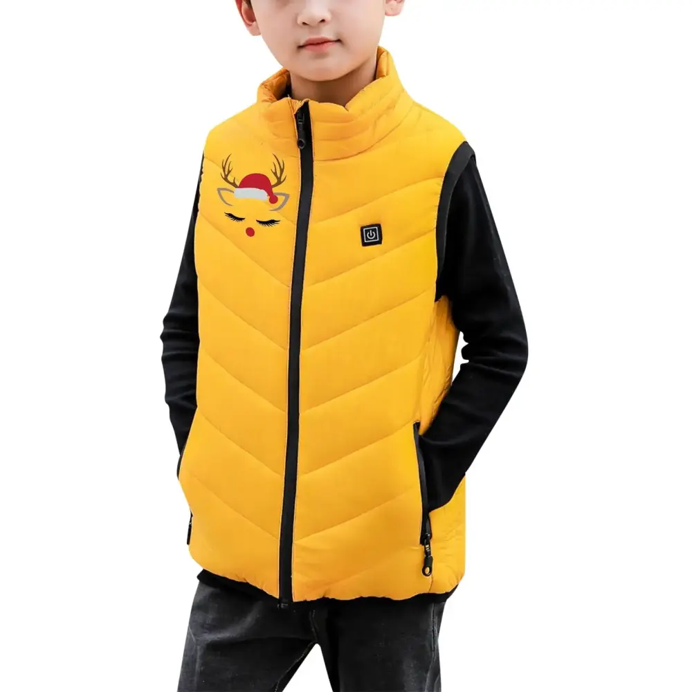 Ierhent Heated Vest USB Electric Heated Vest Heated Jacket Winter Vest for Outdoor Motorcycle Camping Fishing Skiing(Yellow.8-9 Years)