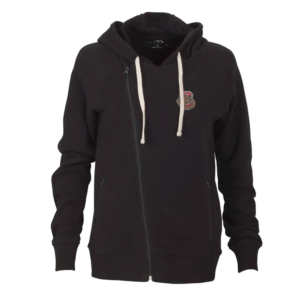 Women's Black Cornell Big Red Fleece Moto Jacket - MGW-22993