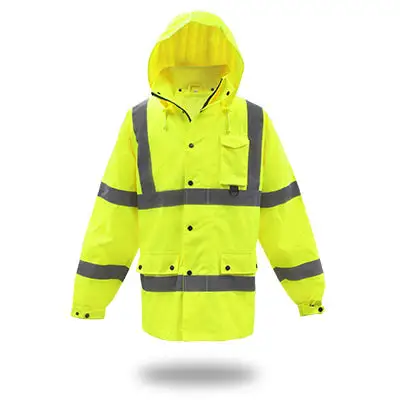 Boss Hi-Vis Yellow Polyester Rain Jacket XXXL Waterproof Workwear