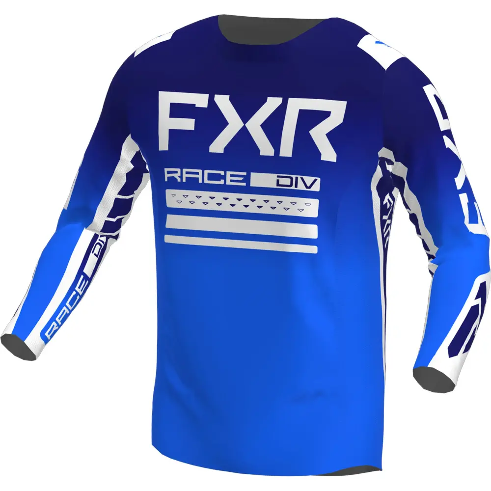 FXR Navy Blue Contender MX Jersey Long Sleeve Lightweight Slim Fit Drop Tail Hem - Medium 233324-4540-10