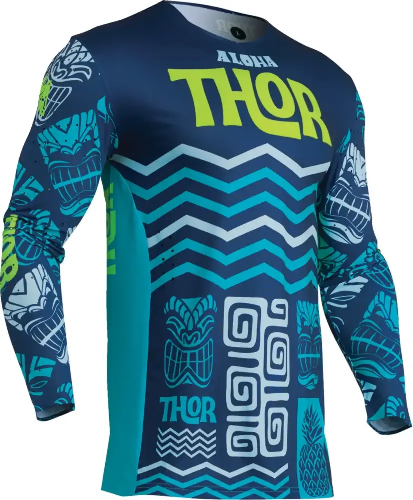 Thor Prime Aloha Mens MX Offroad Jersey Navy/Aqua 3XL - MGW-28812